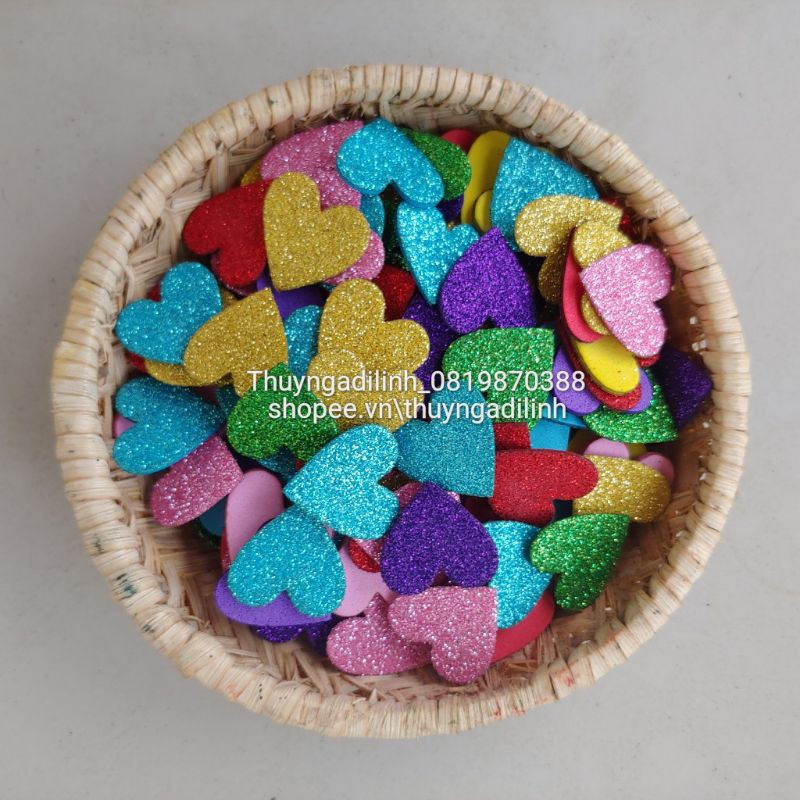 Sét 15 hình tim xốp kim tuyến mầm non!