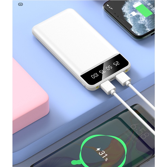 Sạc dự phòng mini YM228 20000mAh màu sắc tươi tắn dễ thương đèn led hiển thị % Pin tương thích điện thoại Android/IOS