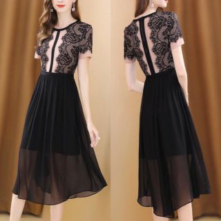 Đầm xòe phối ren hàng Quảng Châu
