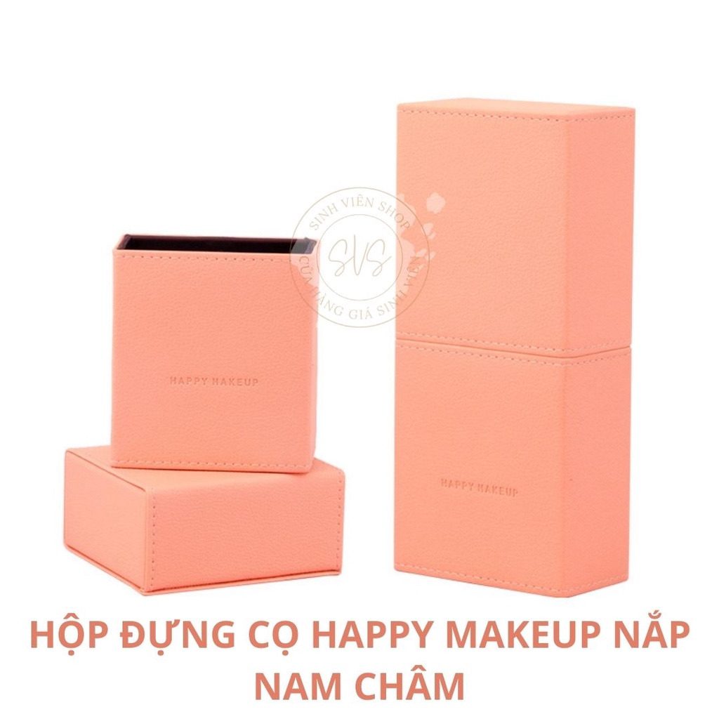 [Không kèm cọ] Hộp đựng cọ cao cấp nắp nam châm Happy Makeup chống bụi màu cam đào