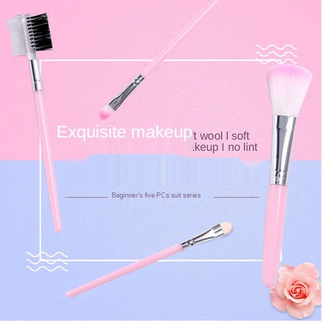 5pcs makeup brush, eyebrow brush, blush brush, foundation brush, eye shadow brush, makeup tools, beauty accessories