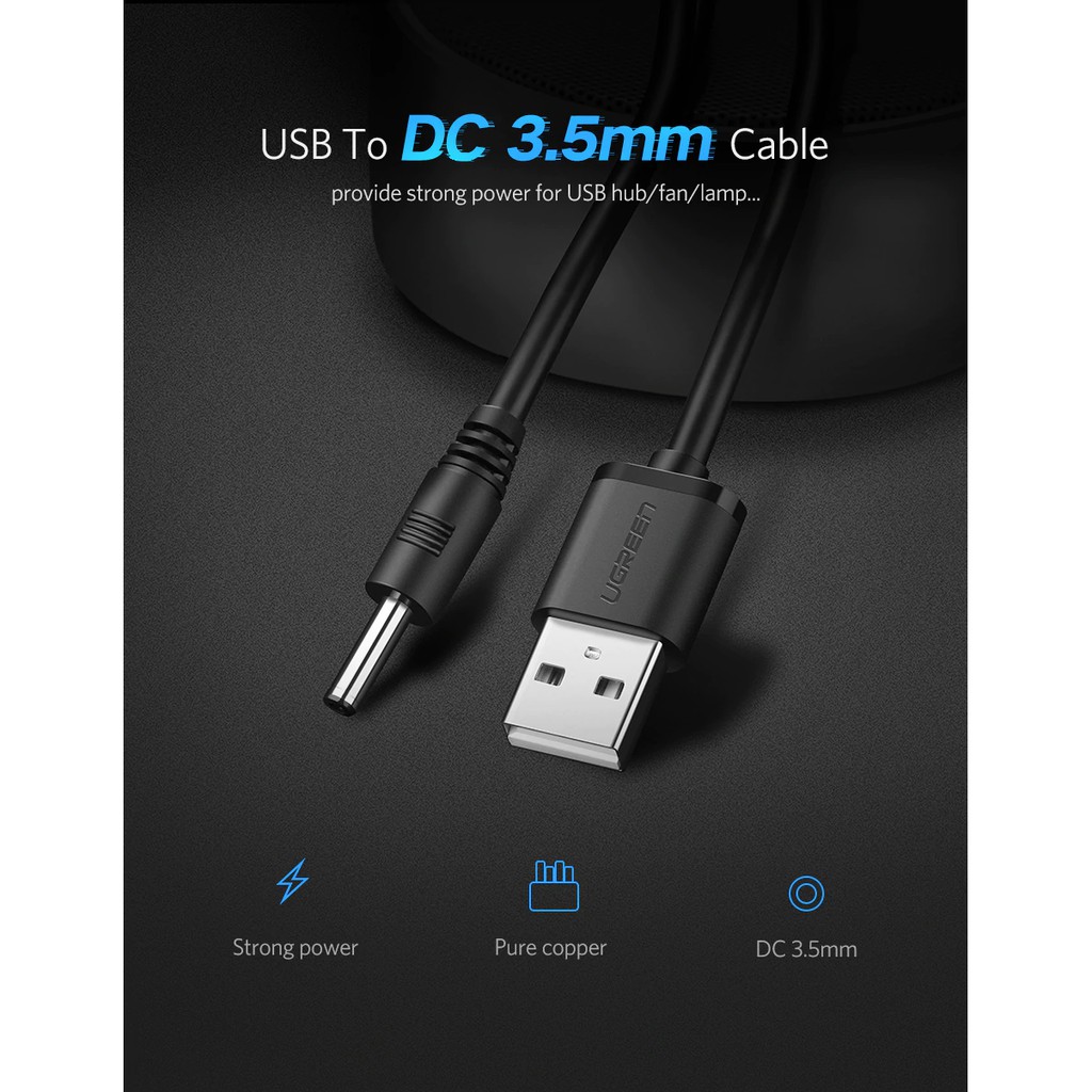 Dây cáp sạc cổng USB 3.5mm cho quạt/loa/đèn để bàn