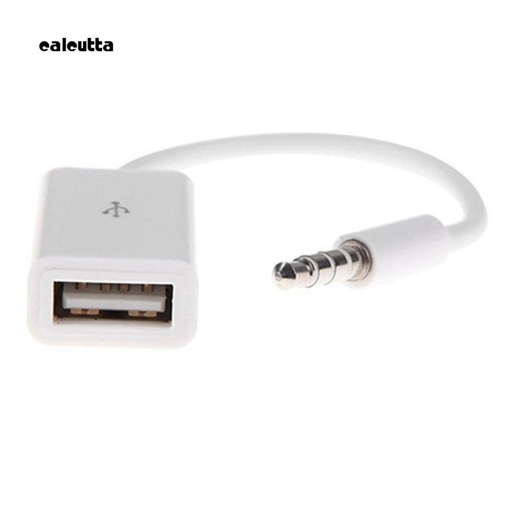 CAL_20cm USB Female to 3.5mm Male Audio Jack Car AUX Adapter Cable Converter Cord