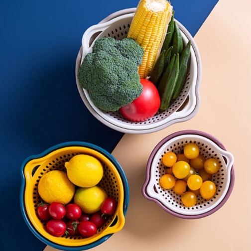 Bộ Rổ Nhựa Kèm Chậu 6 Món Cao Cấp - Tròn