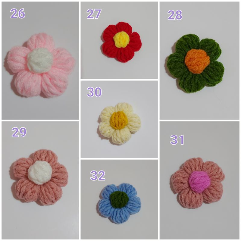 Móc khóa hoa len nhiều màu sắc 8cm