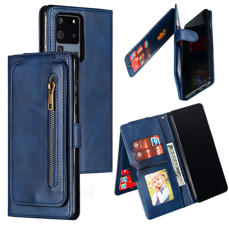 Samsung A20 A30 A20E A202 A20S A10S A21S A10 A8 A7 A5 Business Leather Case Zipper Card Wallet Hand Lanyard Flip Soft Cover Casing