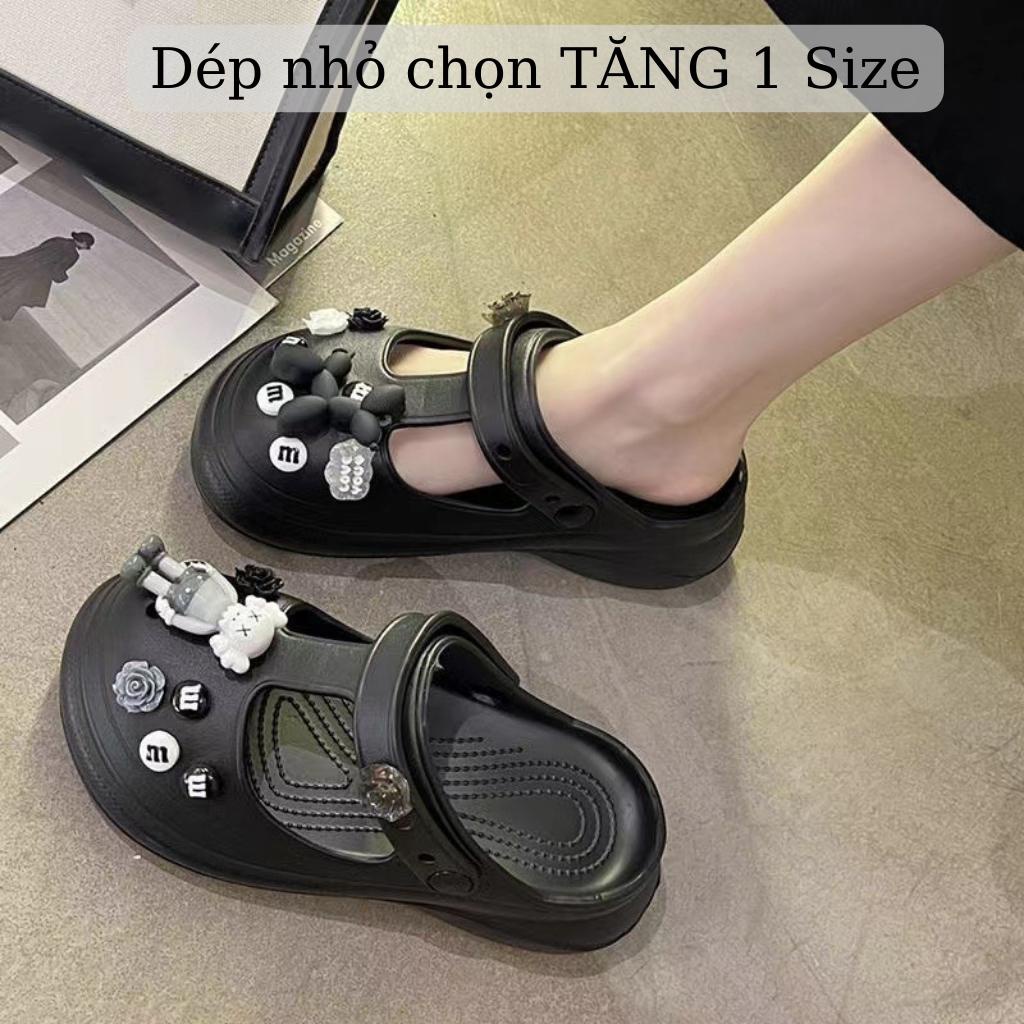 Dép cross Sandal Đế Dày Siêu Nhẹ, Tặng kèm 12 hình gắn Kaws 3D [ SỤC KHOÉT] Chọn tăng 1 size