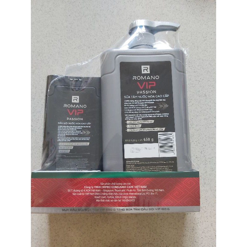 Dầu gội hoặc Sữa tắm cao cấp Romano Vip 650g