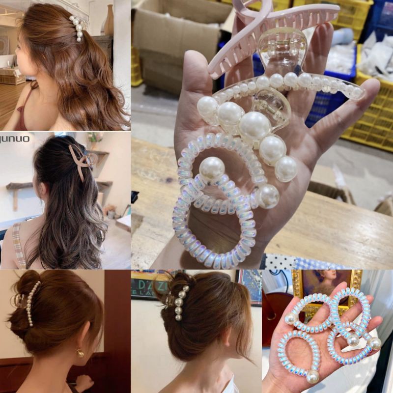 Set 5 kẹp tóc ngọc trai mẫu mới sang chảnh, kẹp tóc đi học, đi chơi, đi tiệc