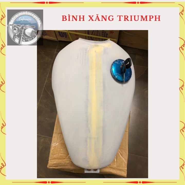 Bình xăng Trium, thùng xăng lớn độ xe Classic cafe racer , 67.. dung tích hơn 9 lít, bả sẵn matit, chỉ việc sơn