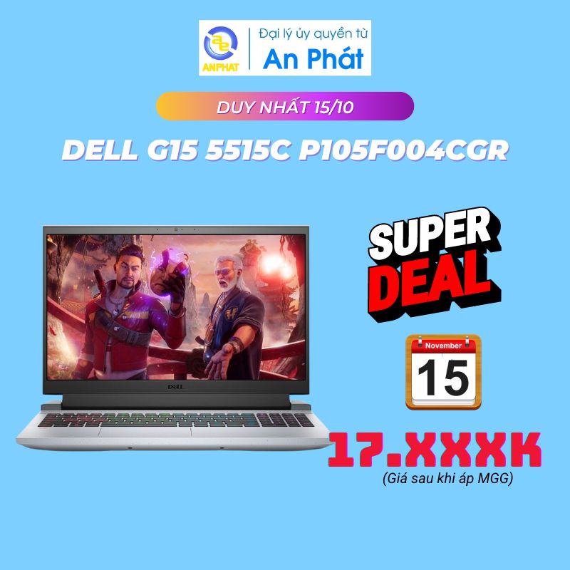 Laptop Dell G15 5515D P105F004DG (Ryzen™ 5-5600H + RTX 3050 4GB)