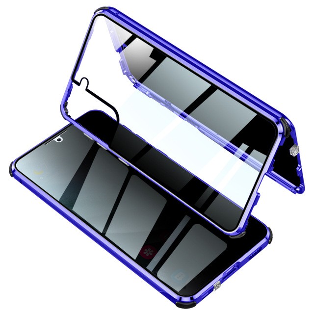 Ốp điện thoại kim loại hít nam châm 360 mặt kính hai bên sang trọng cho Samsung Galaxy Wide 4 M30s M21 M31 A21s A31