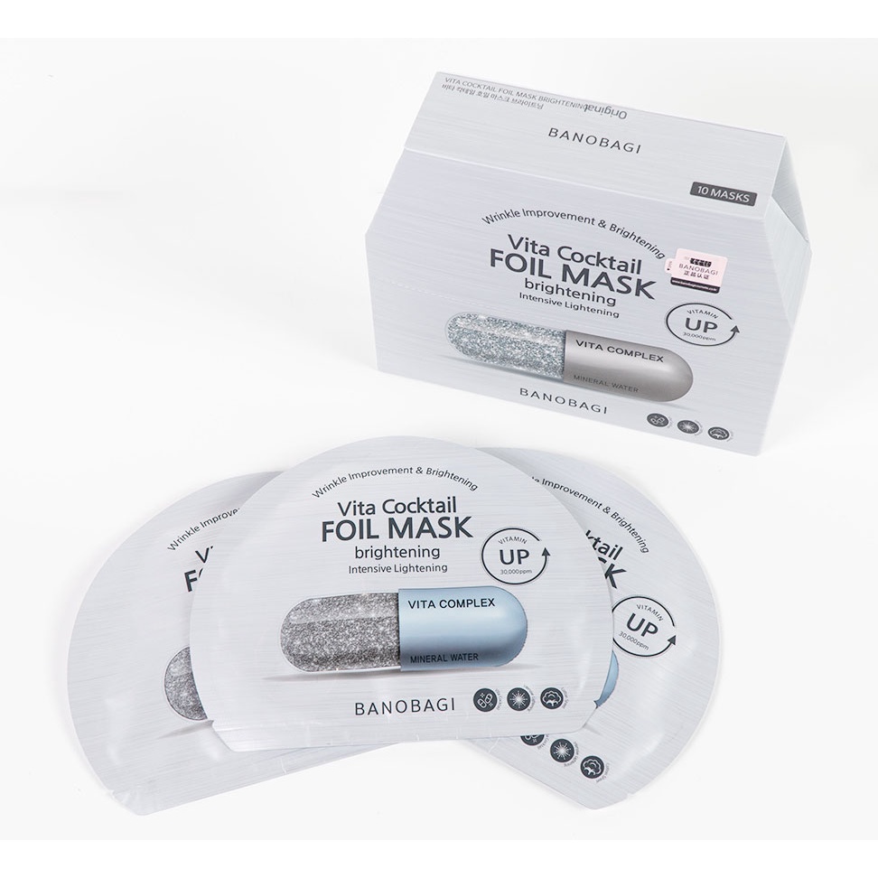 [CHÍNH HÃNG] Combo 10 Mặt Nạ Dưỡng Da Trắng Mịn Banobagi  Vita Cocktail Brightening Foil Mask 30ml x 10 Gói