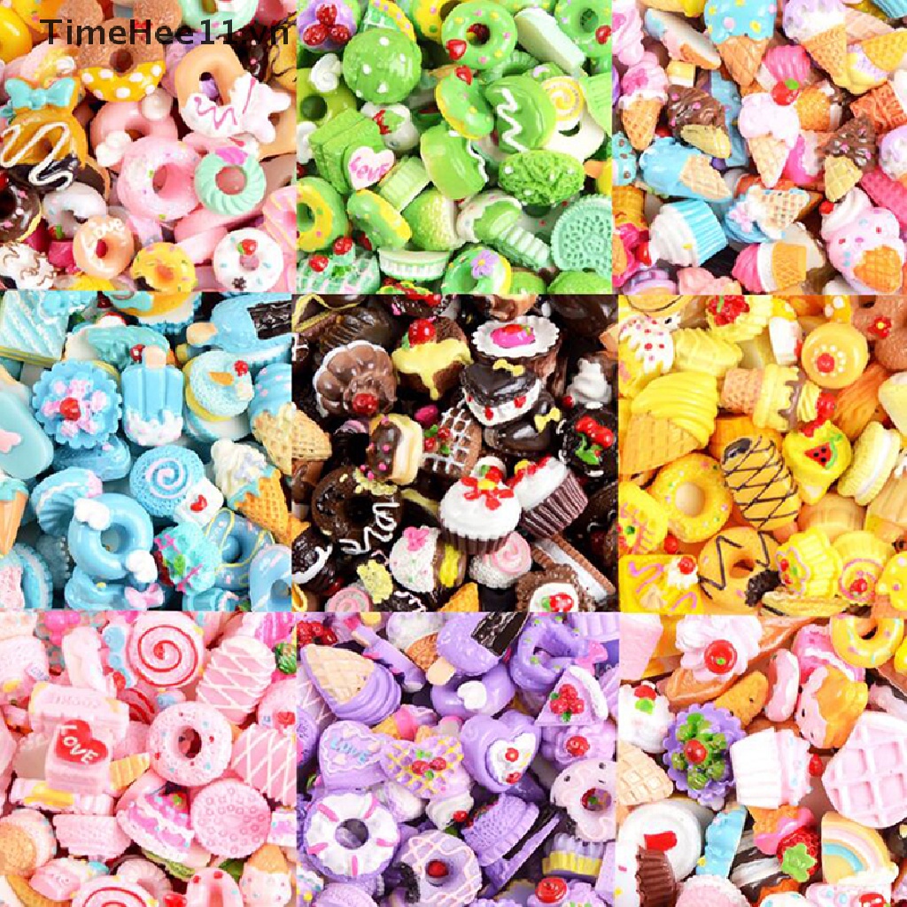 Set 10 Đồ Chơi Làm Bánh Donut Bằng Nhựa Resin DIY