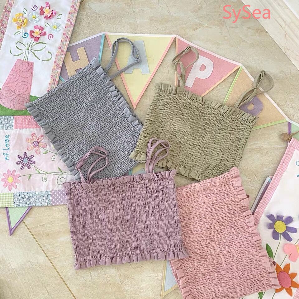 Áo Hai Dây Dún Bèo Họa Tiết Sọc Cầu Vồng