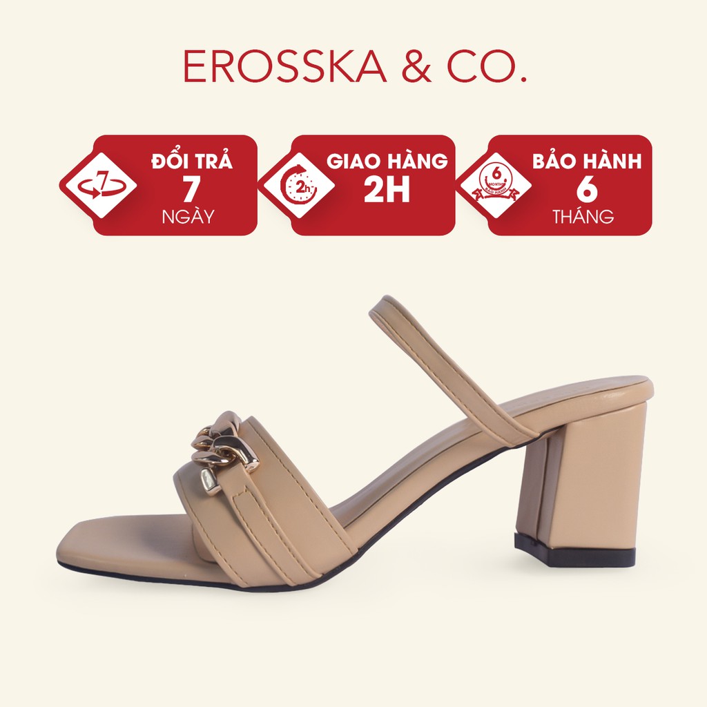 Dép cao gót Erosska kiểu dáng Hàn Quốc phối dây cao 7cm màu nude - EB037