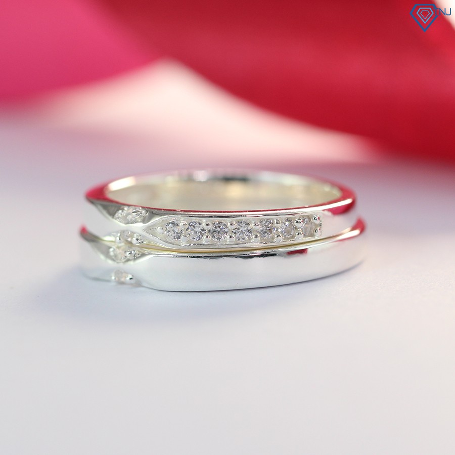 Nhẫn đôi bạc, nhẫn cặp bạc đẹp đính đá tinh tế ND0368 - Trang Sức TNJ