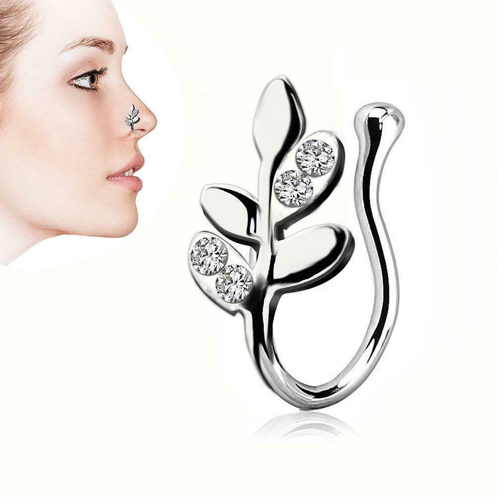 Fashion Fake Nose Ring Star Heart Leaf Faux Clip On Nose Fake Piercings Ring Y8J6