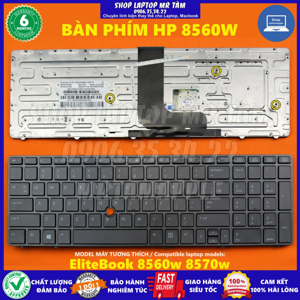 (KEYBOARD) BÀN PHÍM LAPTOP HP 8560W dùng cho EliteBook 8560w 8570w