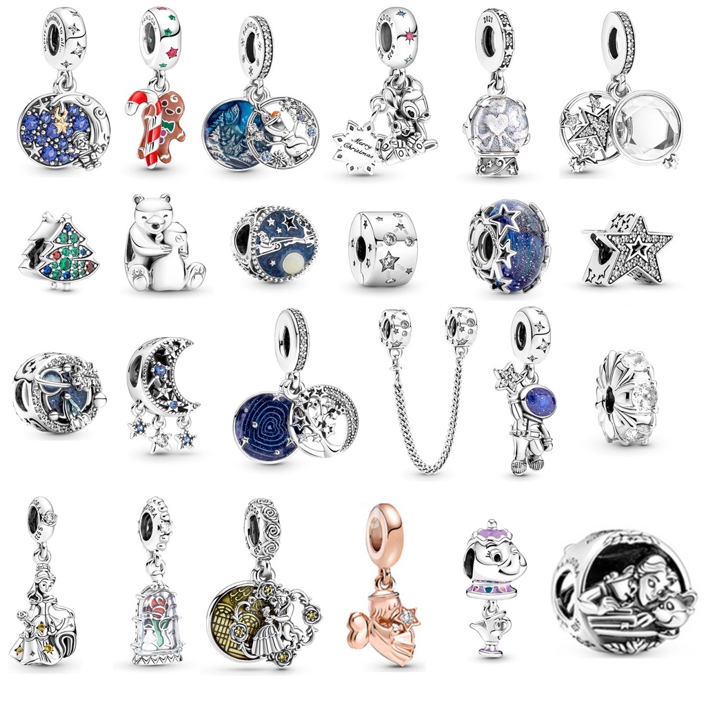 Charm treo giáng sinh, nhà du hành vũ trụ, người đẹp và quái thú bằng bạc 925 nhungsophie