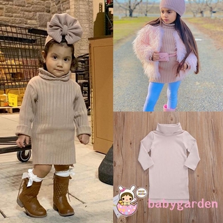 Đầm Len Tay Dài Cổ Lọ Ấm Áp Cho Bé Gái