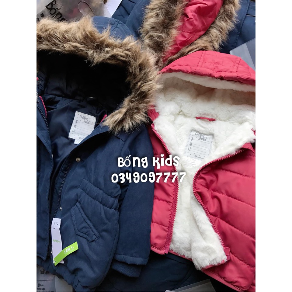 Set 2in1 Áo Parka Bé Gái Kèm Phao Lót Lông Navy/Pink Verbaudet