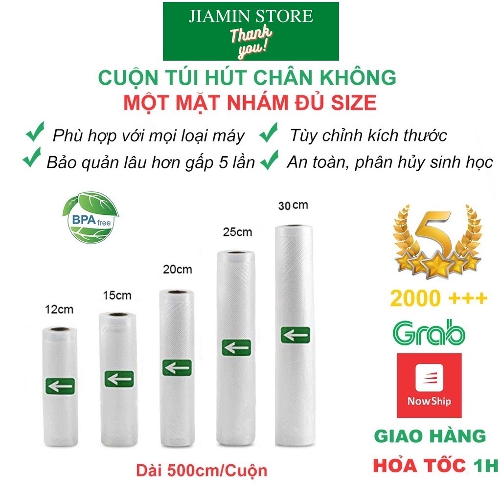 Cuộn túi hút chân không 1 mặt nhám dài 500cm
