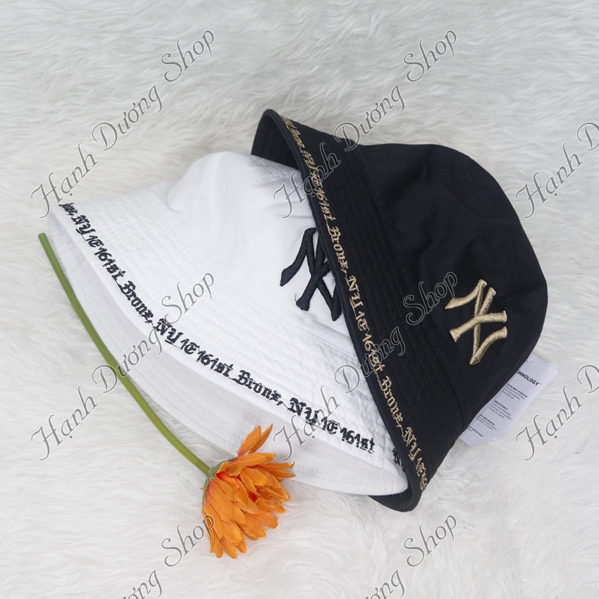Mũ bucket 2 mặt nón tai bèo thêu chữ vành nhỏ phía trước và xung quanh nón vải cotton oát cao cấp