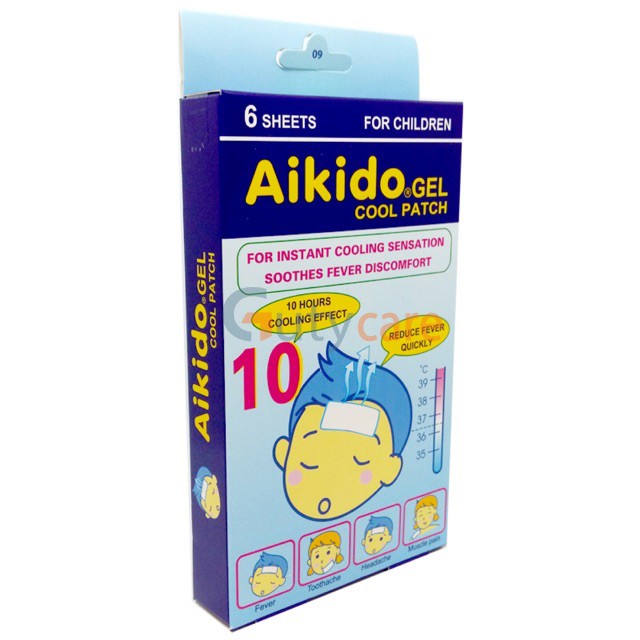 Miếng dán hạ sốt Aikido cho bé và cho trẻ sơ sinh, miếng dán lạnh dùng được cho người lớn - Hộp 6 miếng