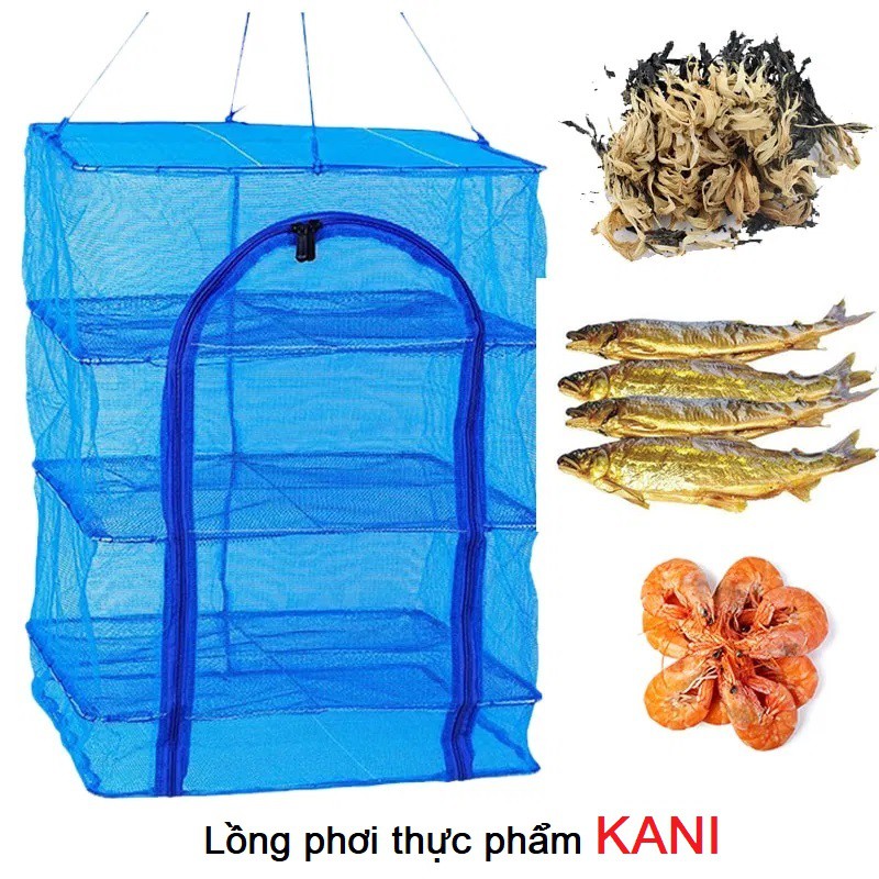 Túi lưới phơi khô thực phẩm, cá khô chống ruồi muỗi, côn trùng có thể xếp gọn