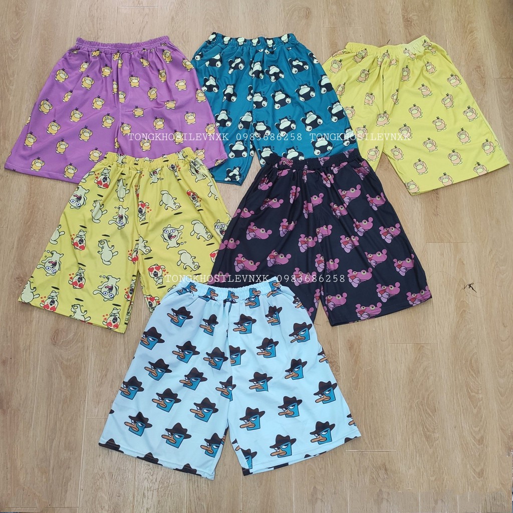 QUẦN SHORT CARTOON nam nữ UNISEX in hoạt hình ngắn 10 MÀU Ulzzang