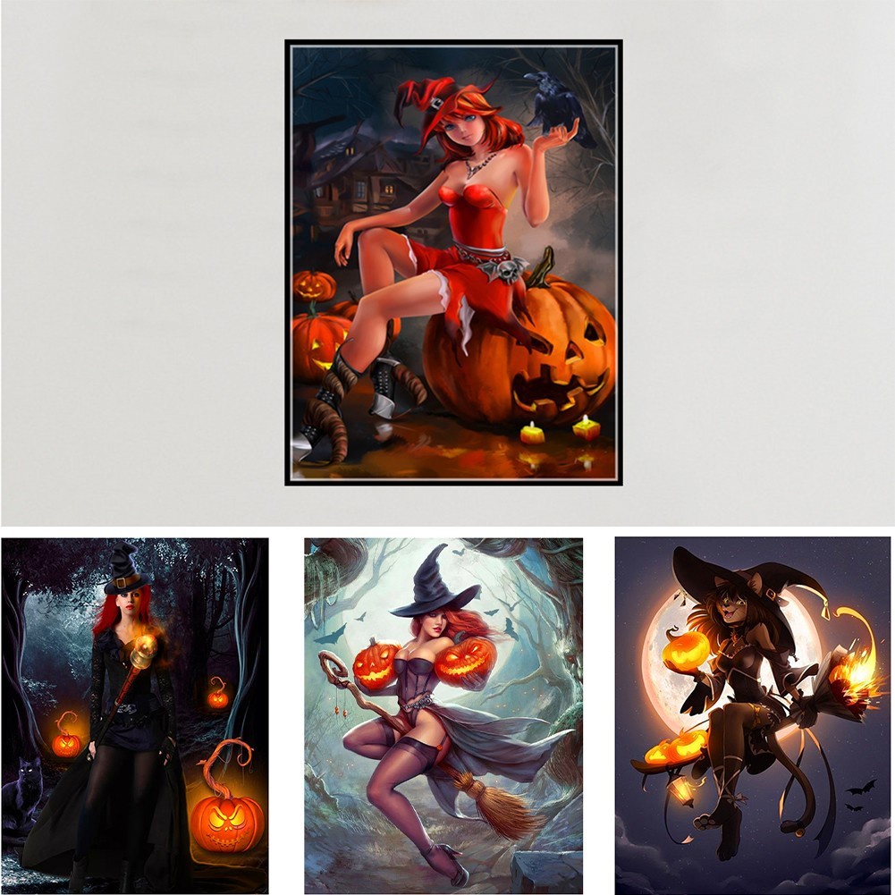 Full drill 5D Diamond Painting Halloween Witch Embroidery Art Home Decor