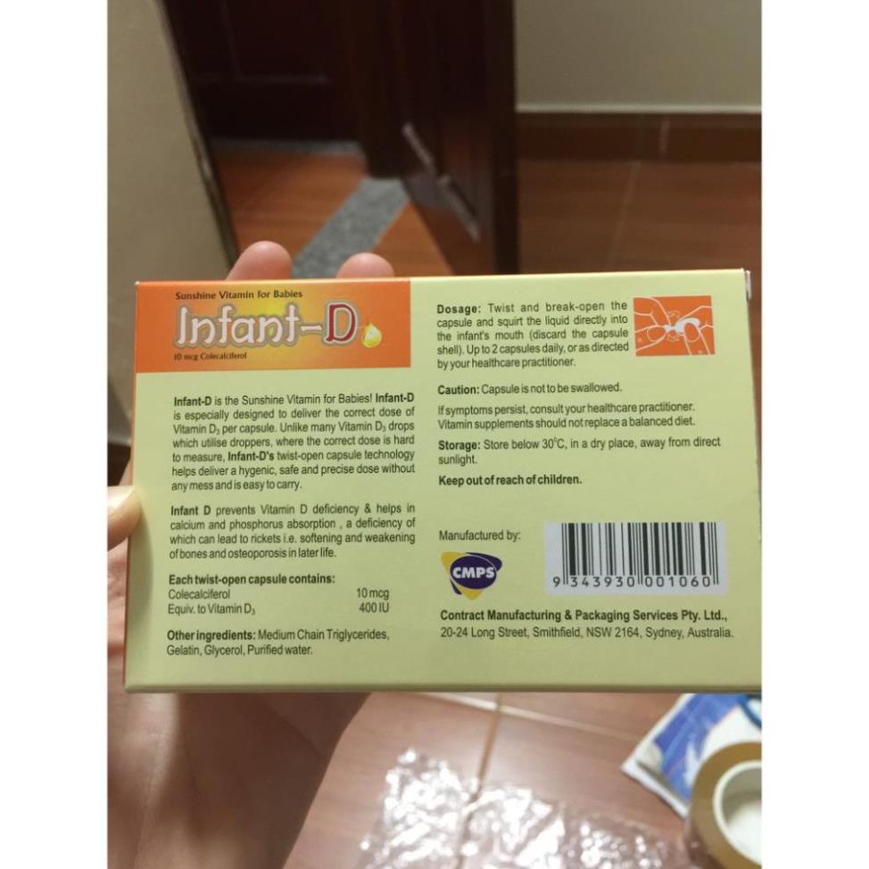 Infant D bổ sung vitamin D3 cho bé hộp 3 vỉ x 10 viên