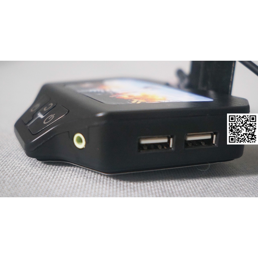 Nút nguồn máy tính để bàn phong cách game pubg LED kiêm 2 cổng USB và jack loa và input Micro 3.5 ly 1875