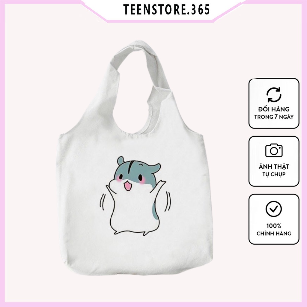 Túi tote in chuột cute TT16 chất liệu vải kaki hàn kích thước 30*36 cm -Teenstore.365