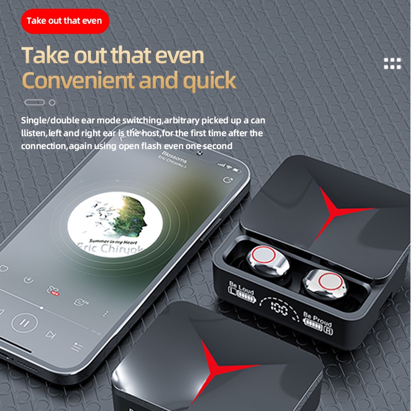Tai Nghe Nhét Trong Không Dây F9 M90 Pro Bluetooth 5.3 TWS Hifi Stereo Chống Nước Có Micro