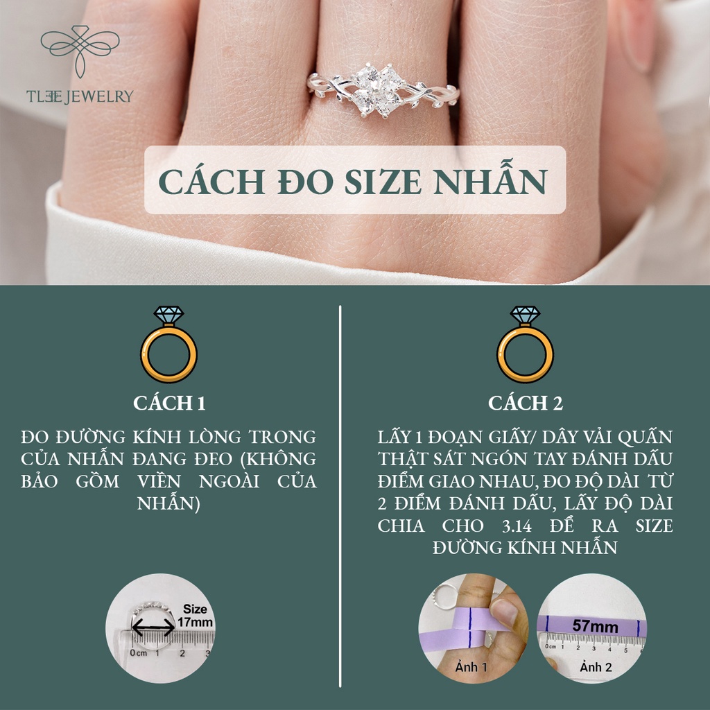 Nhẫn bạc nữ TLEE cỏ bốn là đính đá cao cấp NCJ A0104