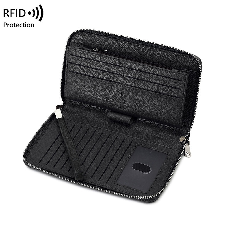 Ví Da Cỡ Lớn Đựng Thẻ Tín Dụng RFID Có Khóa Kéo Cho Nữ