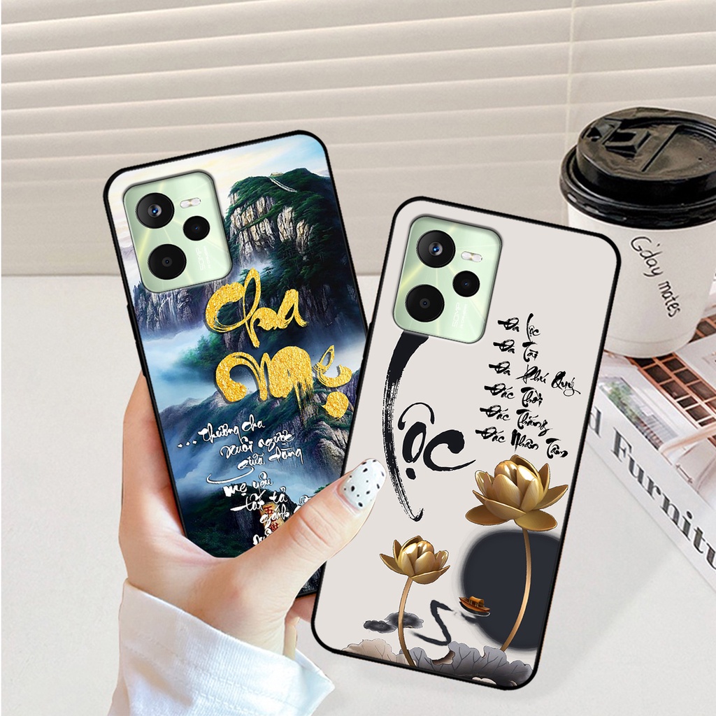 Ốp lưng Realme C35 in hình phong cách chữ thư pháp cha mẹ, tài lộc