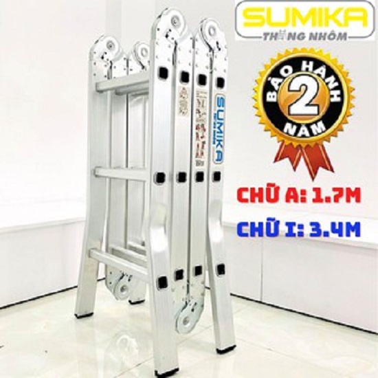 Thang Đa Năng, Thang nhôm gấp 4 đoạn Nhập Khẩu SUMIKA SK603 , JUMBO B303  - Tải 300 kg