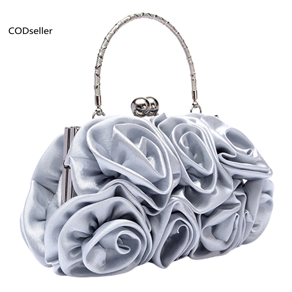 COD_ Faux Silk Handbag Women Chic Wedding Clutch Bag Trendy for Wedding Evening Party