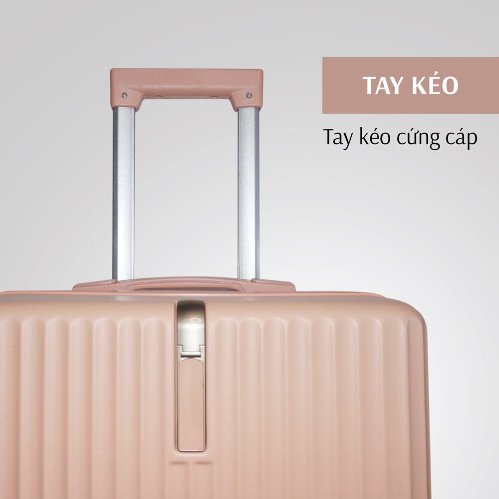 Vali kéo nhựa VL035 size 22 màu kem - Vali kéo nhựa TOPBAGS