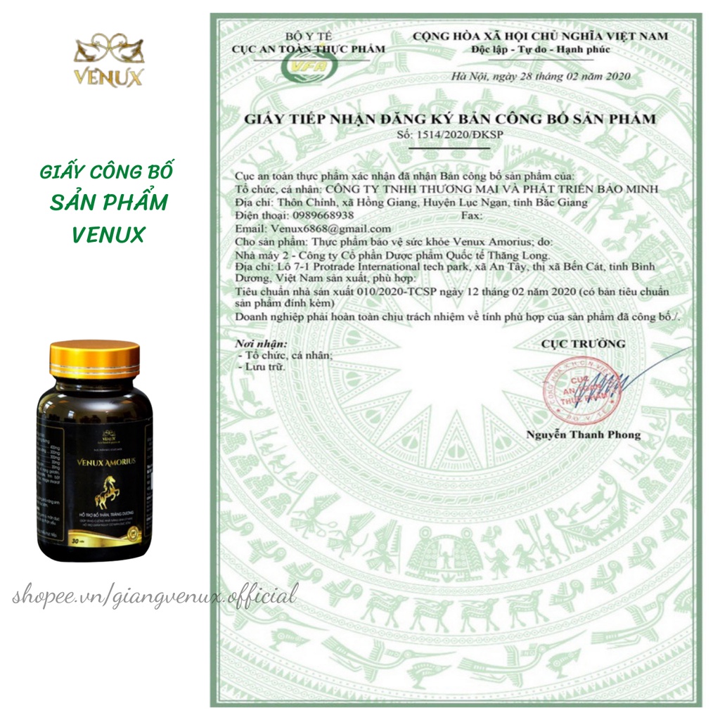 [Chính  Hãng] Bổ Sung Sức Mạnh Phái Nam Venux Amorius