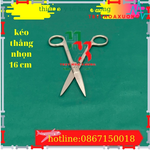 [Hàng Chính Hãng Parkistan] Kéo Y Tế Thẳng Nhọn 16cm- Kéo Cắt Chỉ