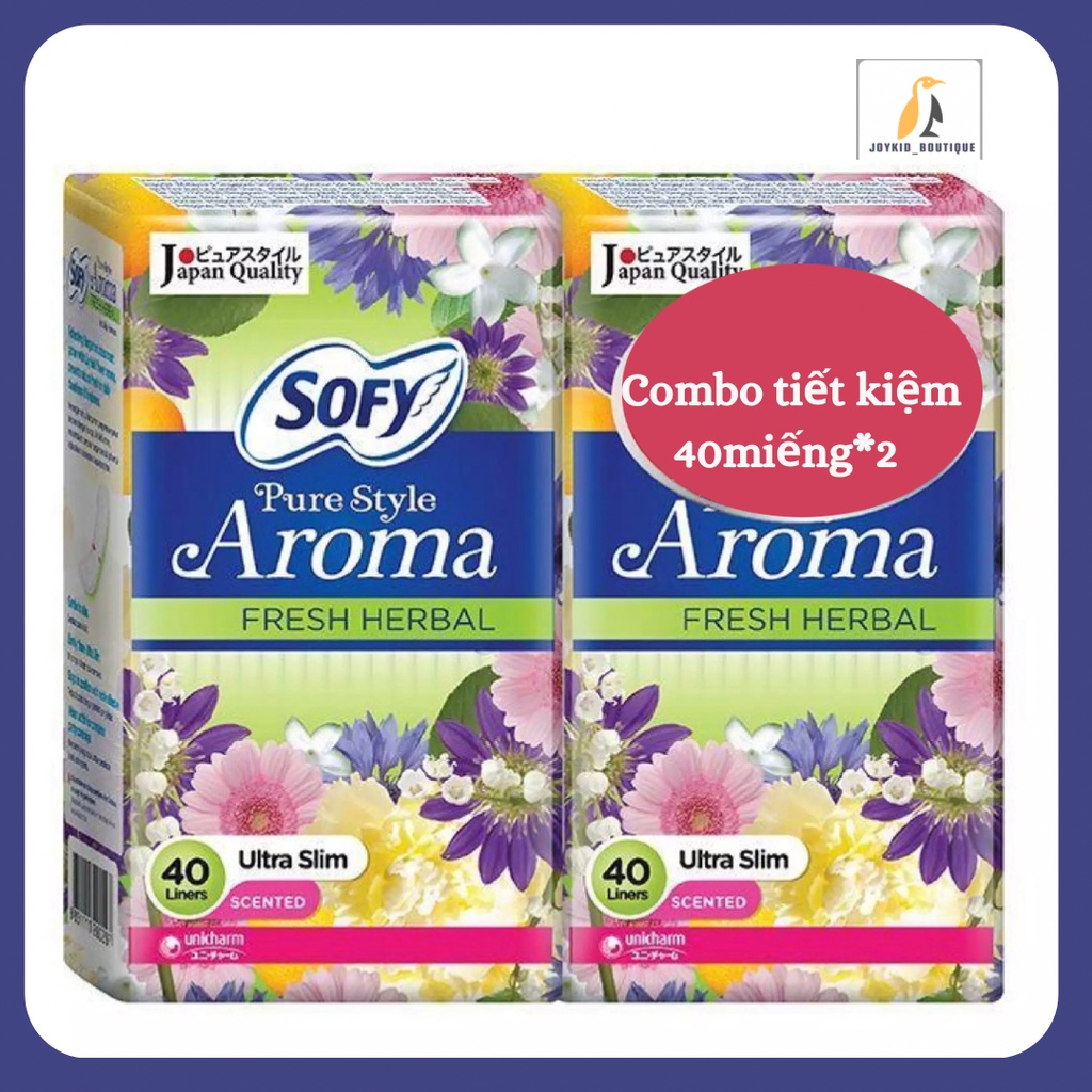 [Combo 2 gói] Băng vệ sinh Sofy hàng ngày hương thảo dược Aroma Fresh Herbal 40 miếng * 2