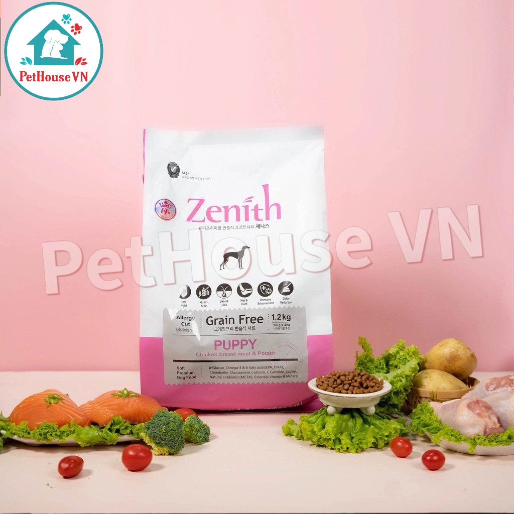 ZENITH DOG - Túi 300G Thức Ăn Hạt Mềm Cho Chó Vị Gà, Cá Hồi & Rau Củ Quả Hàng Chính Hãng