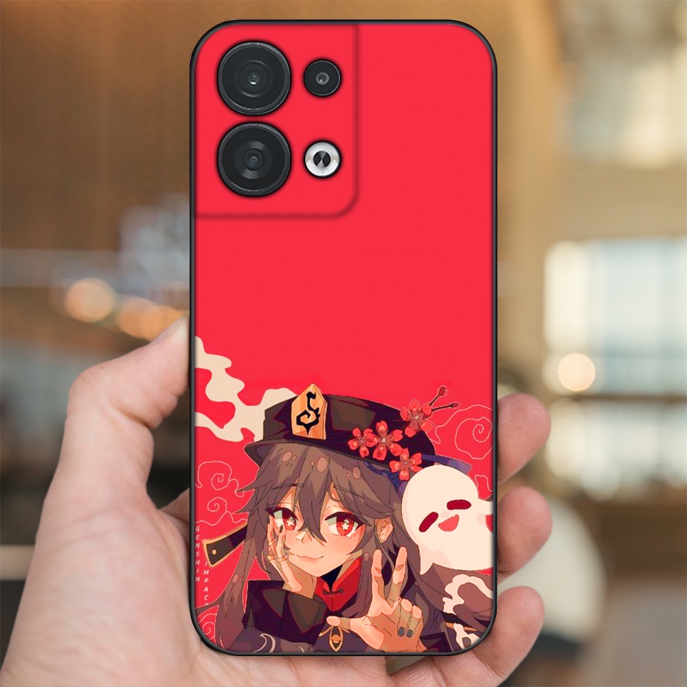 Ốp lưng Oppo Reno 8 5G viền đen in hình Hutao Genshin Impact