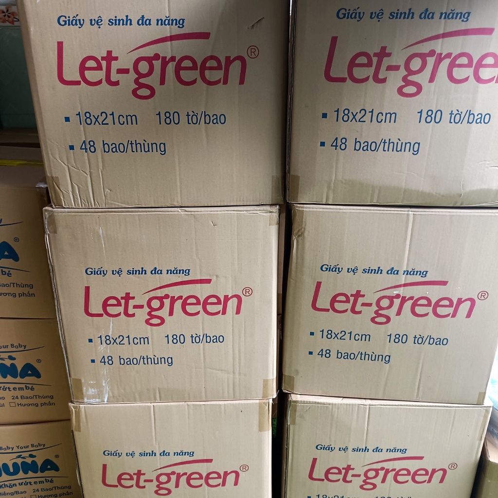 Giấy vệ sinh Đa Năng Let-Green 18*21 cm loại 180 tờ