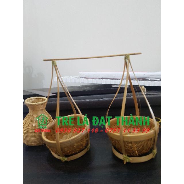 Quang gánh mây tre trang trí, decor - loại nhí cạo tinh. quang gánh, quang gánh đẹp giá rẻ