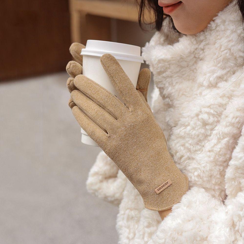 IVORY Găng Tay Lái Xe Vải Nhung Mềm Mại Chống Gió Mùa Đông Cho Nữ